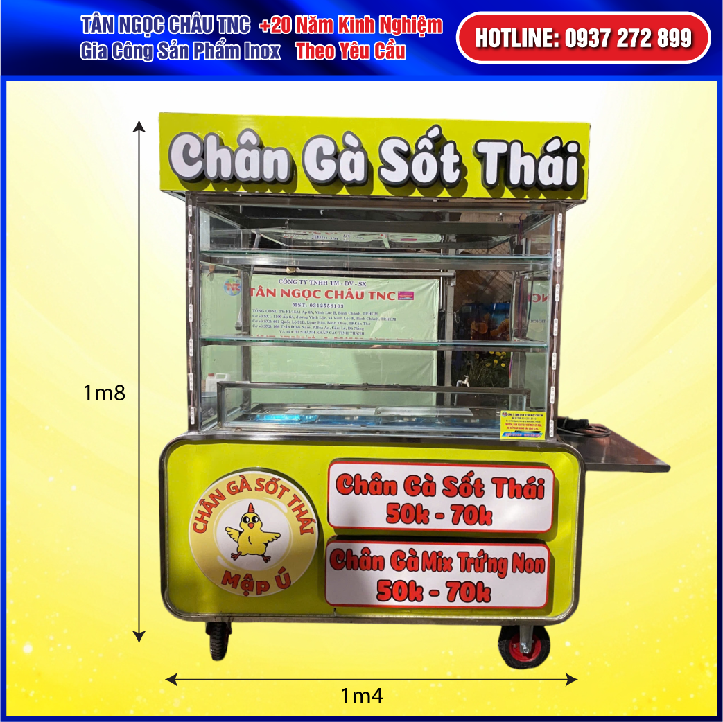 Xe Chân Gà Sốt Thái - Đèn Led Chữ Nổi Khay Topping Thùng Đá Âm 2025